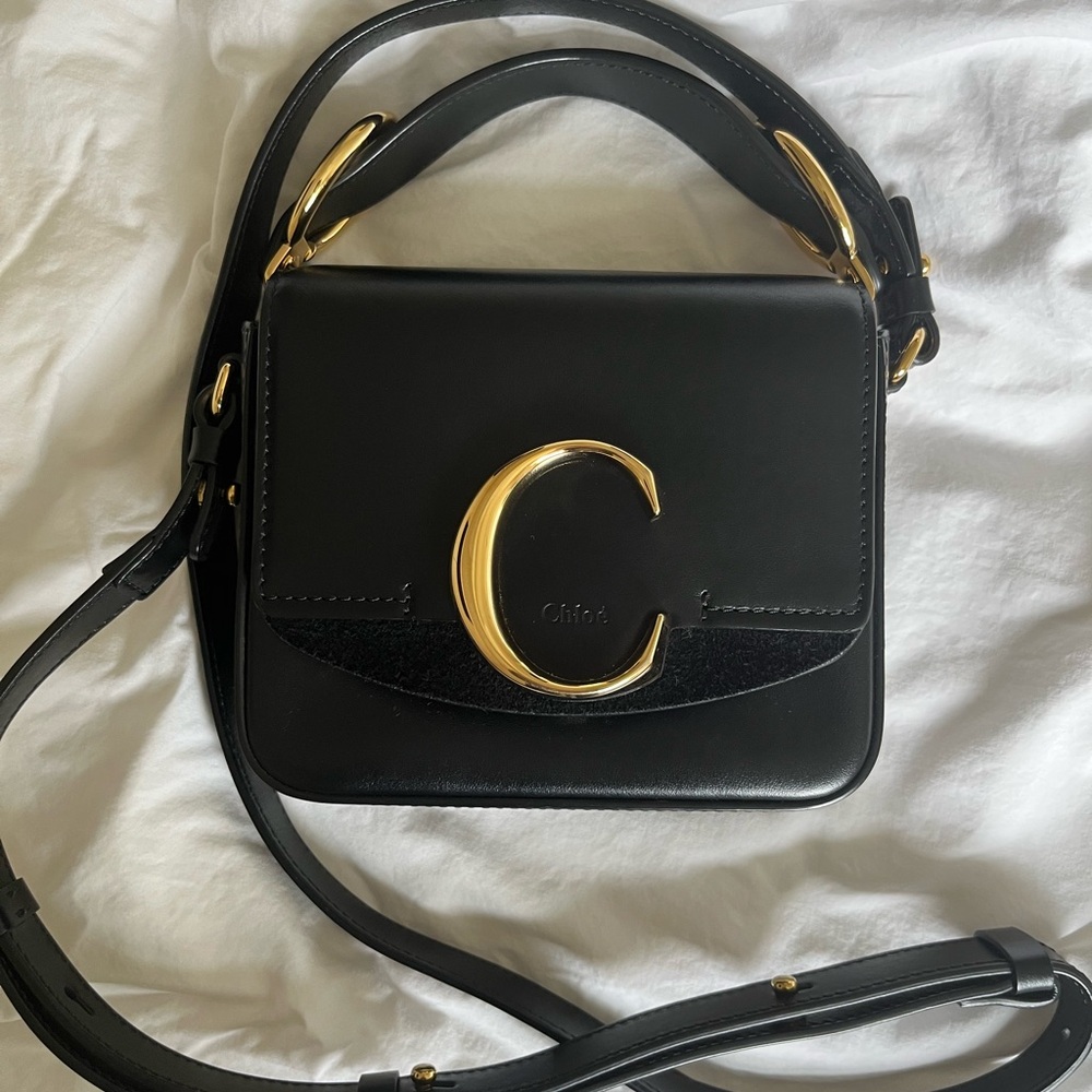 Chloe Mini C Black Leather Crossbody Bag